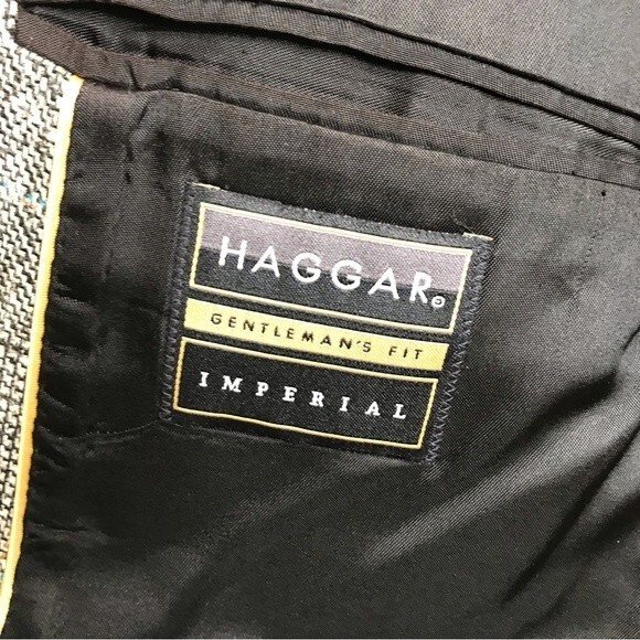 Haggar Imperial Gentlemans Fit Glen Plaid Sport Coat 2 Button Jacket Mens Large - Picture 6 of 14